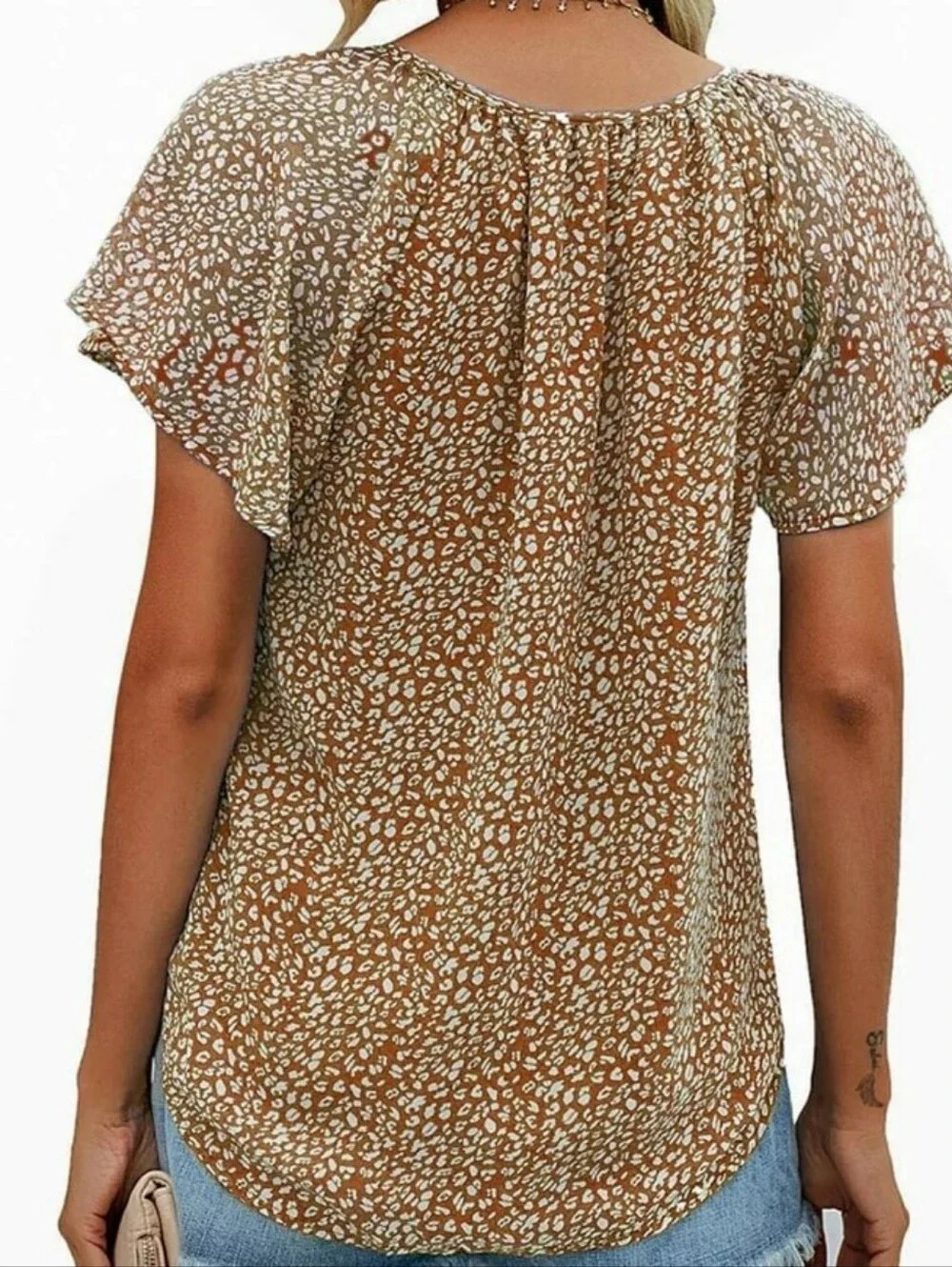 Fantaslook Blouse for Women Floral Print VNeck Ruffle Short Sleeve Shirt XXL NWT - Picture 7 of 7